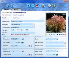 Fiche de saisie d'une plante